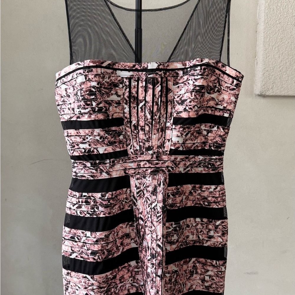 BCBGMaxAzria Strapless Dress in Pink and Black